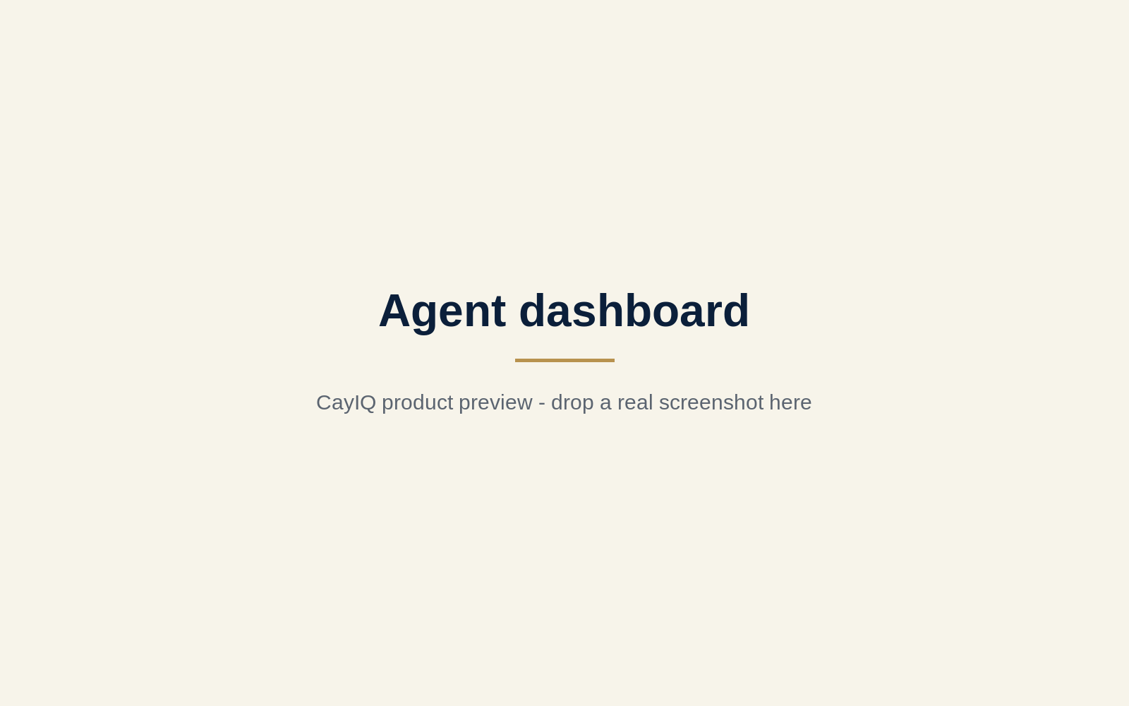 Agent dashboard - CayIQ product screenshot